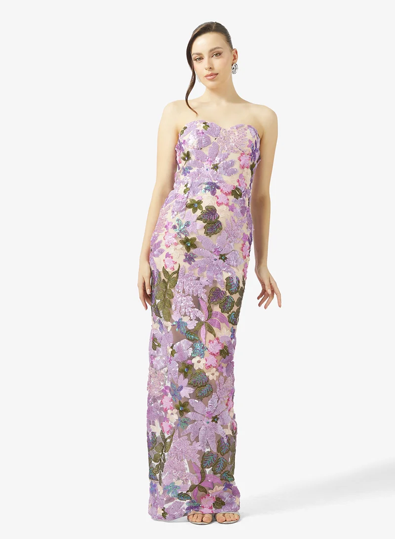 Ginger Boutique Bandeau Lace Embellished Evening Gown